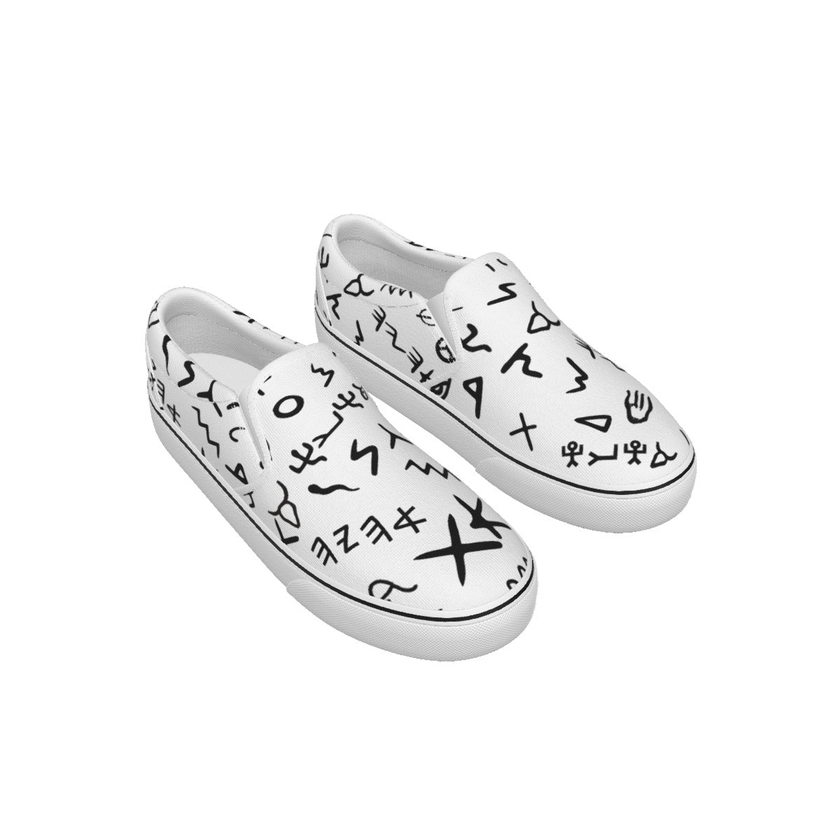 Men's AHAYAH Ancient Paleo Phoenician Pictograph Alphabet Pattern Slip On Sneakers