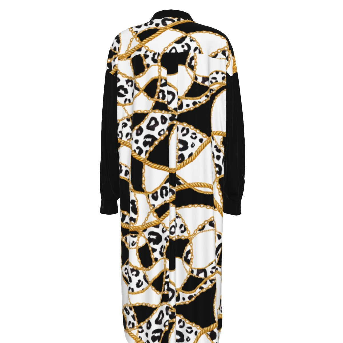 BELIEVER Romans 10:9 Leopard Black Gold White Pattern Long Shirt Dress