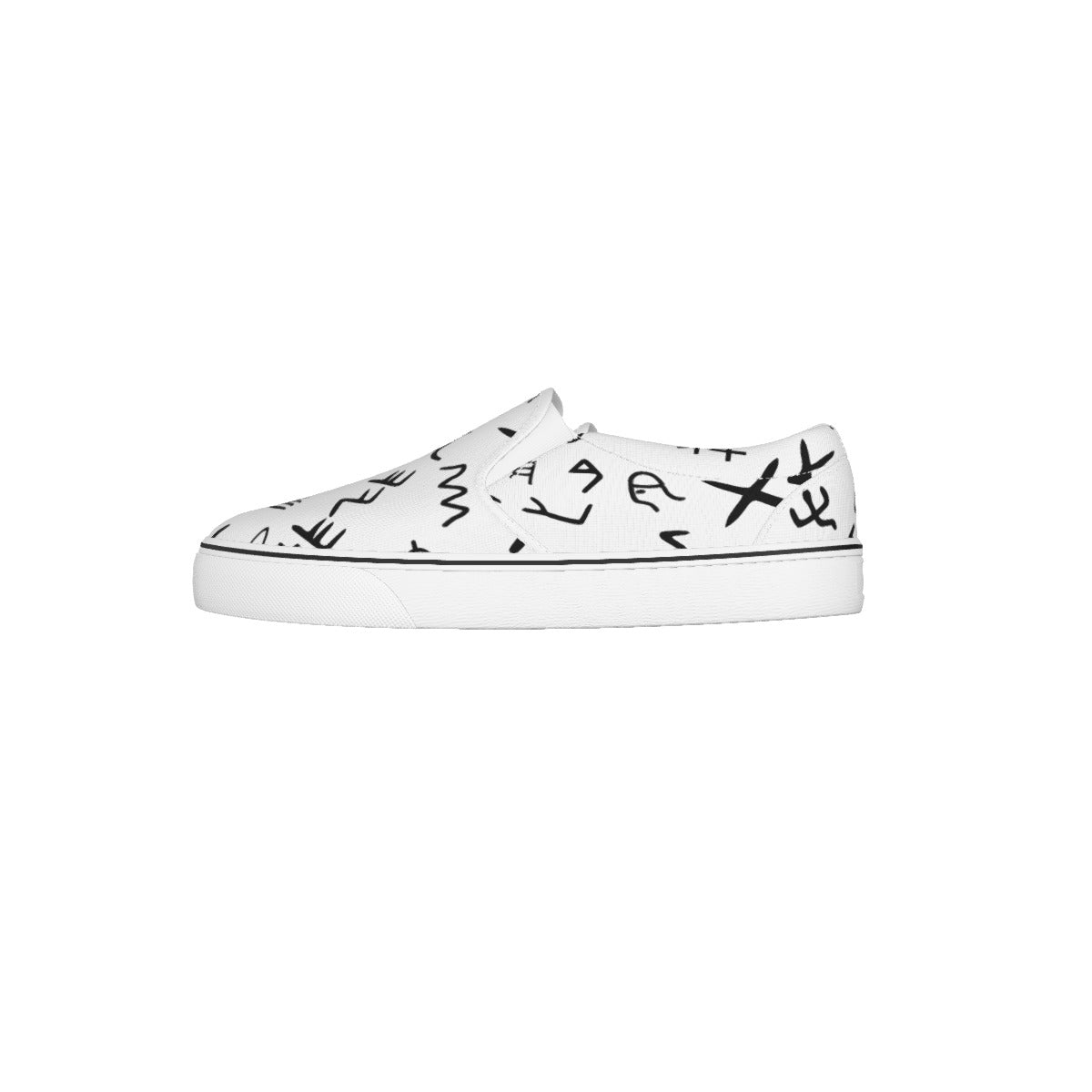 Men's AHAYAH Ancient Paleo Phoenician Pictograph Alphabet Pattern Slip On Sneakers