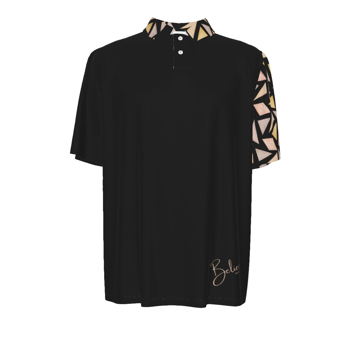 BELIEVE Romans 10:9 Abstract Pattern Casual Polo Shirt