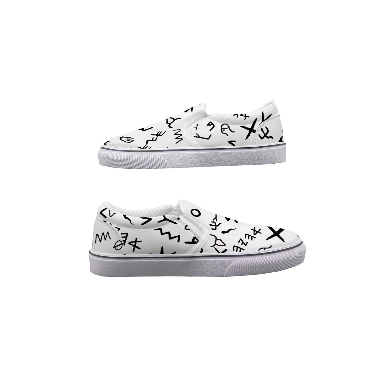 KId's AHAYAH Ancient Paleo Phoenician Pictograph Alphabet Pattern Slip On Sneakers