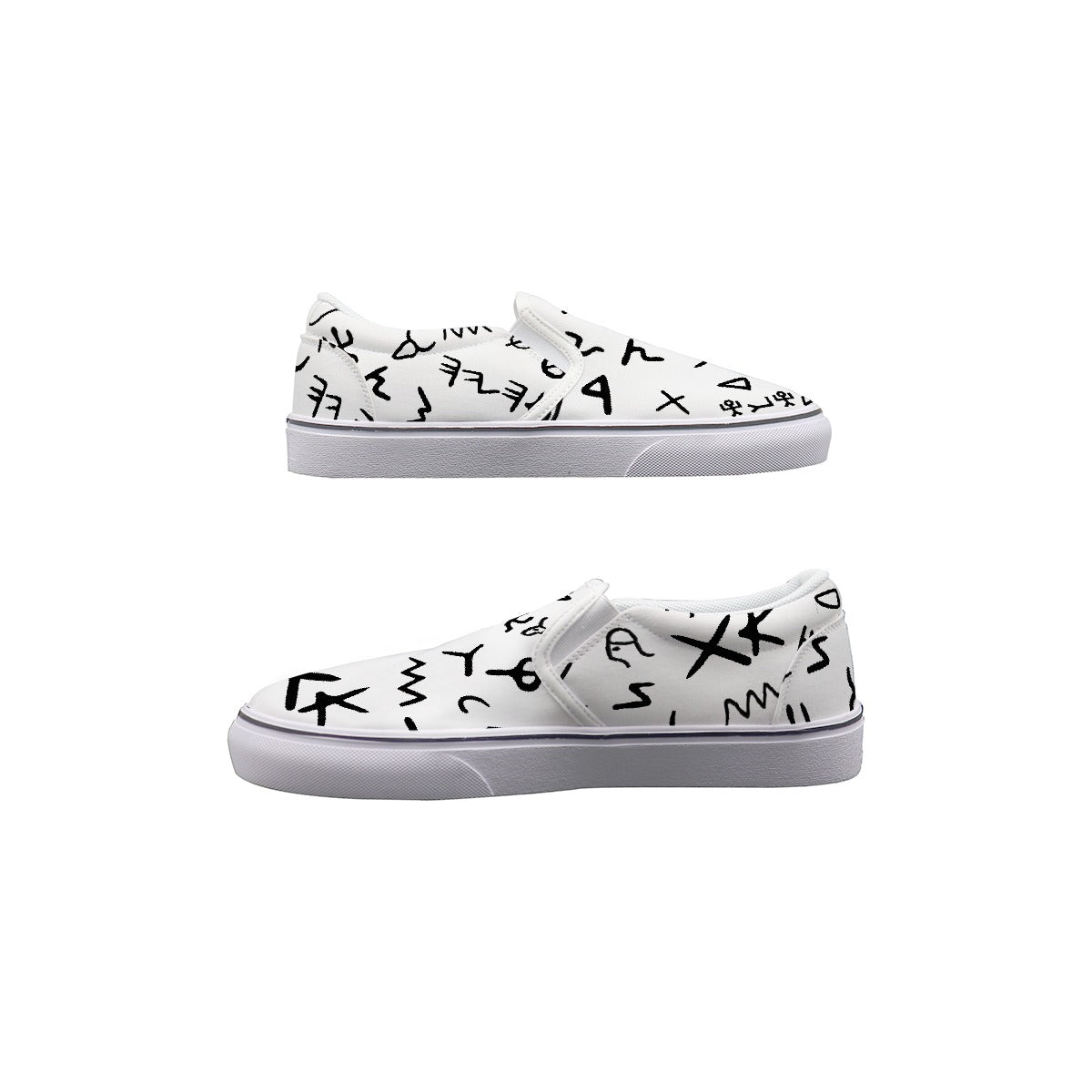 KId's AHAYAH Ancient Paleo Phoenician Pictograph Alphabet Pattern Slip On Sneakers