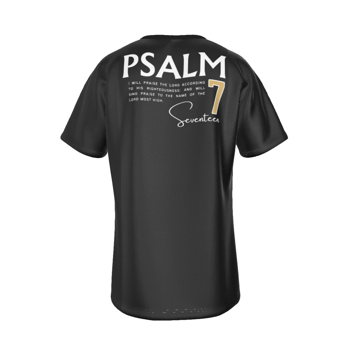 ALL PRAISES TO THE MOST HIGH Psalm 7:17 Scripture Paisley Sleeve Black T Shirt