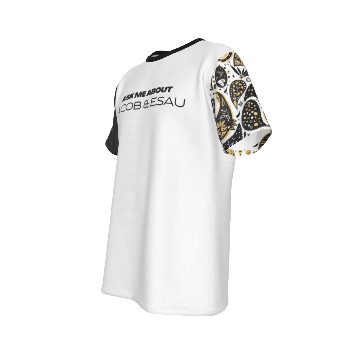 ASK ME ABOUT JACOB & ESAU BIRTHRIGHT White / Black / Paisley Sleeve T Shirt