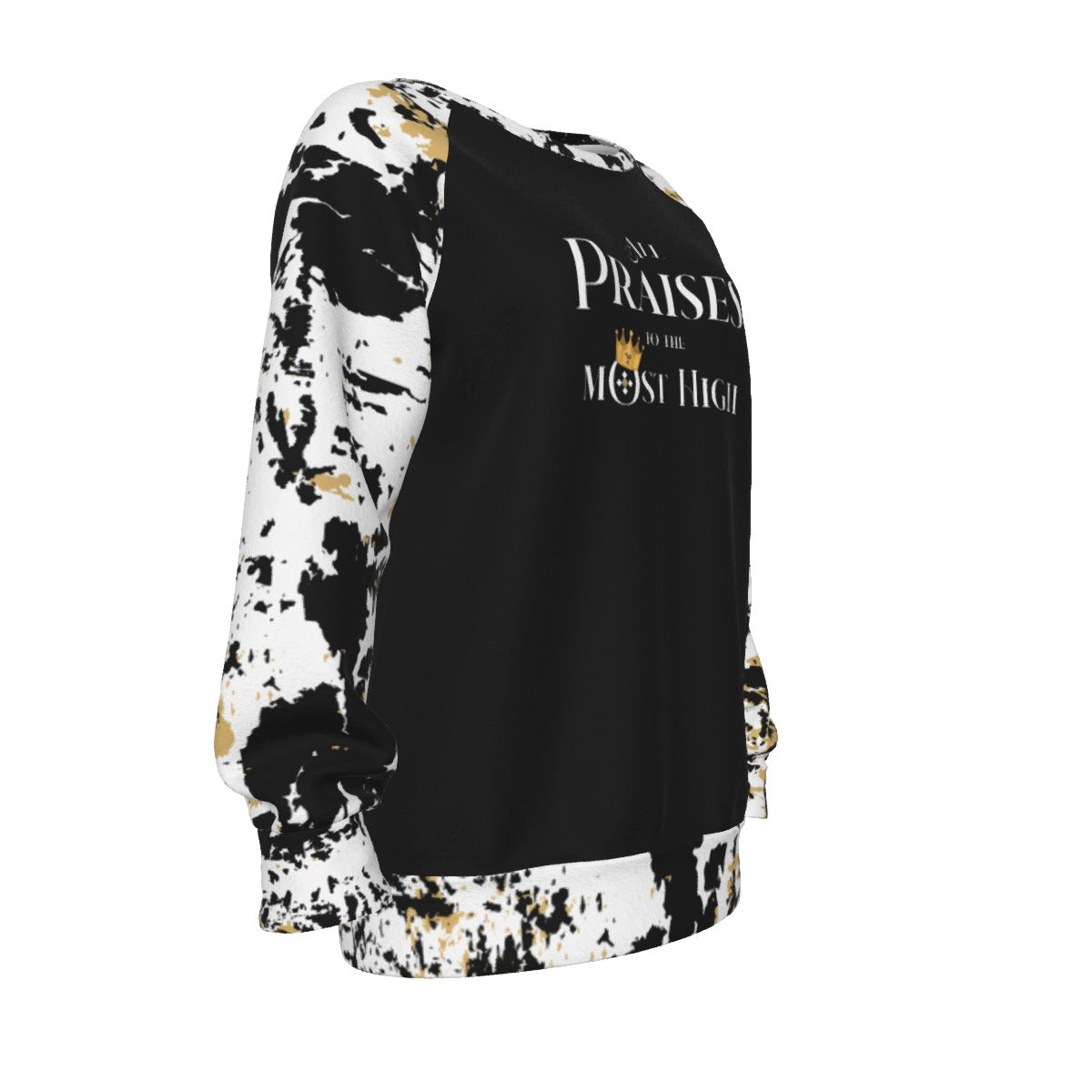 ALL PRAISES TO THE MOST HIGH Black Striped Paisley Sleeve Sweatshirt