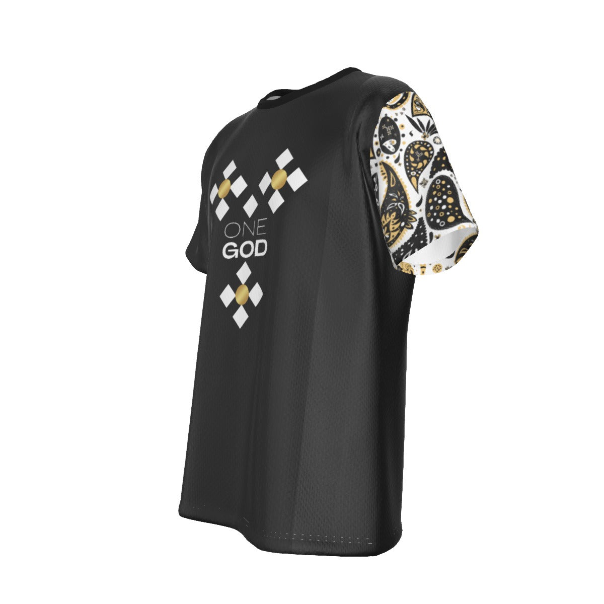 ONE GOD Isaiah 2:5 Scripture Paisley Sleeve Black T Shirt