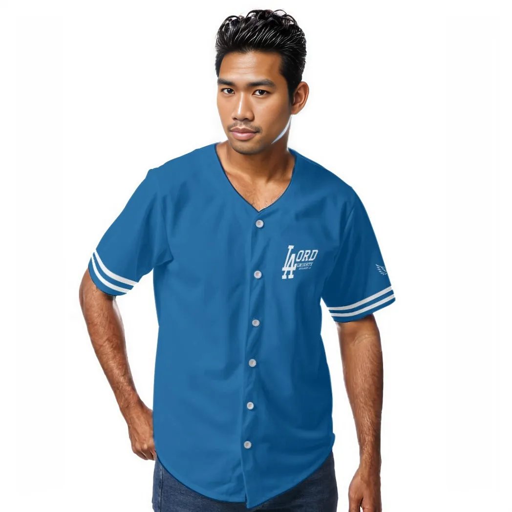 LA LORD ALMIGHTY Revelation 1:8 1 GOD Blue and White Baseball Jersey