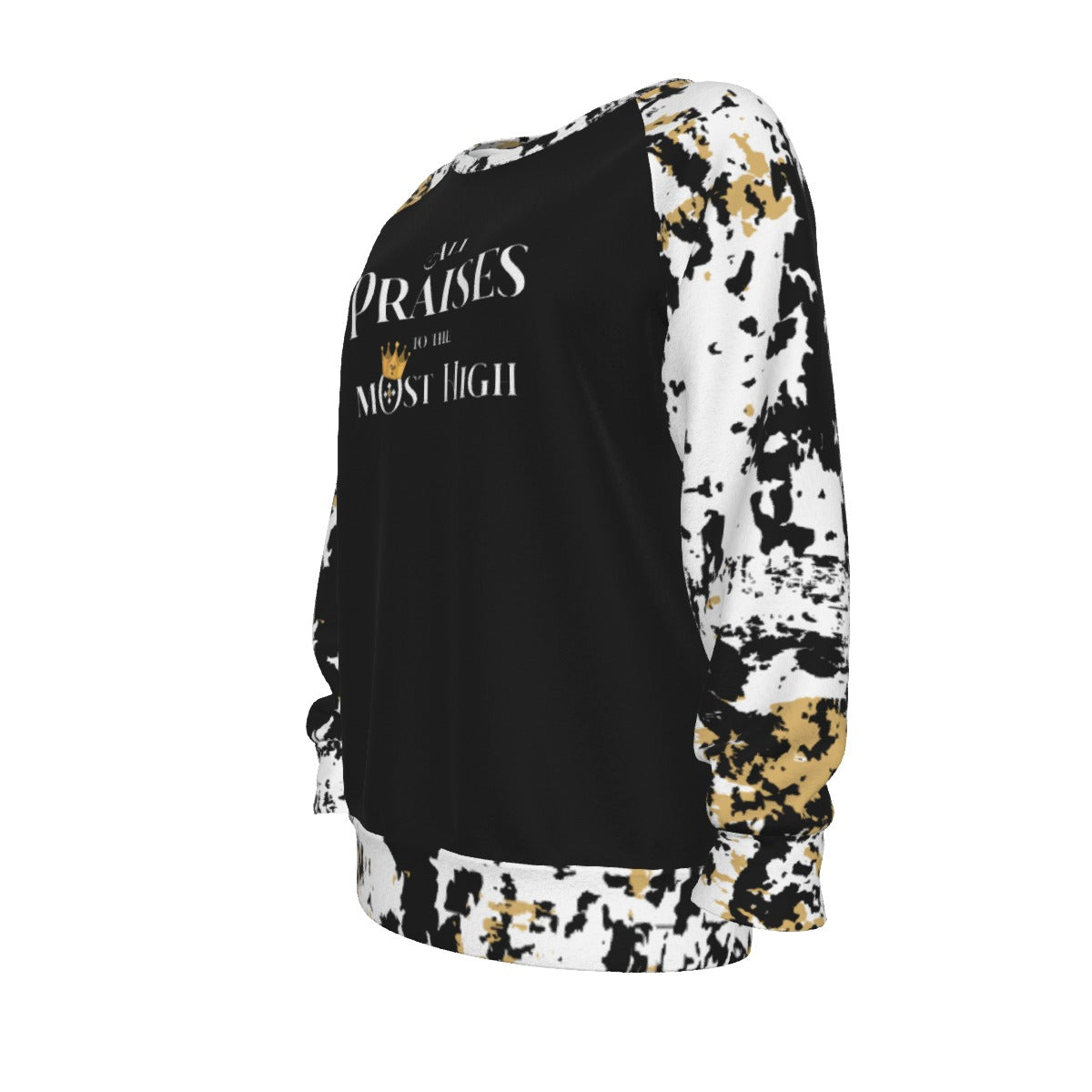 ALL PRAISES TO THE MOST HIGH Black Striped Paisley Sleeve Sweatshirt