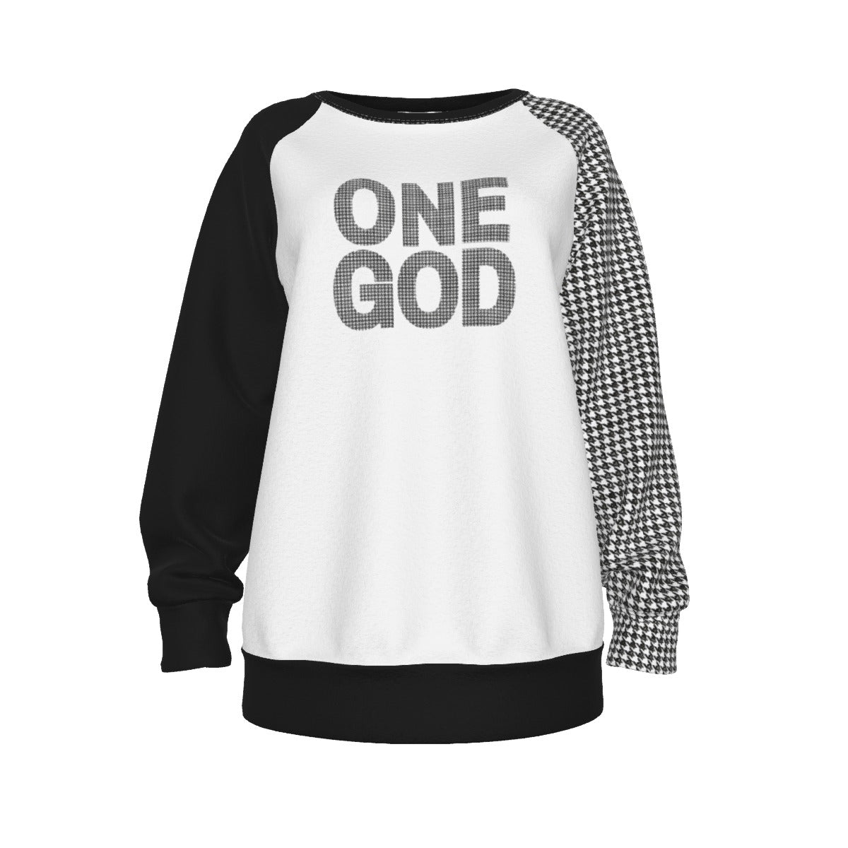 ONE GOD Ephesians 4:6 Houndstooth Long Sleeve Lightweight Sweatshirt
