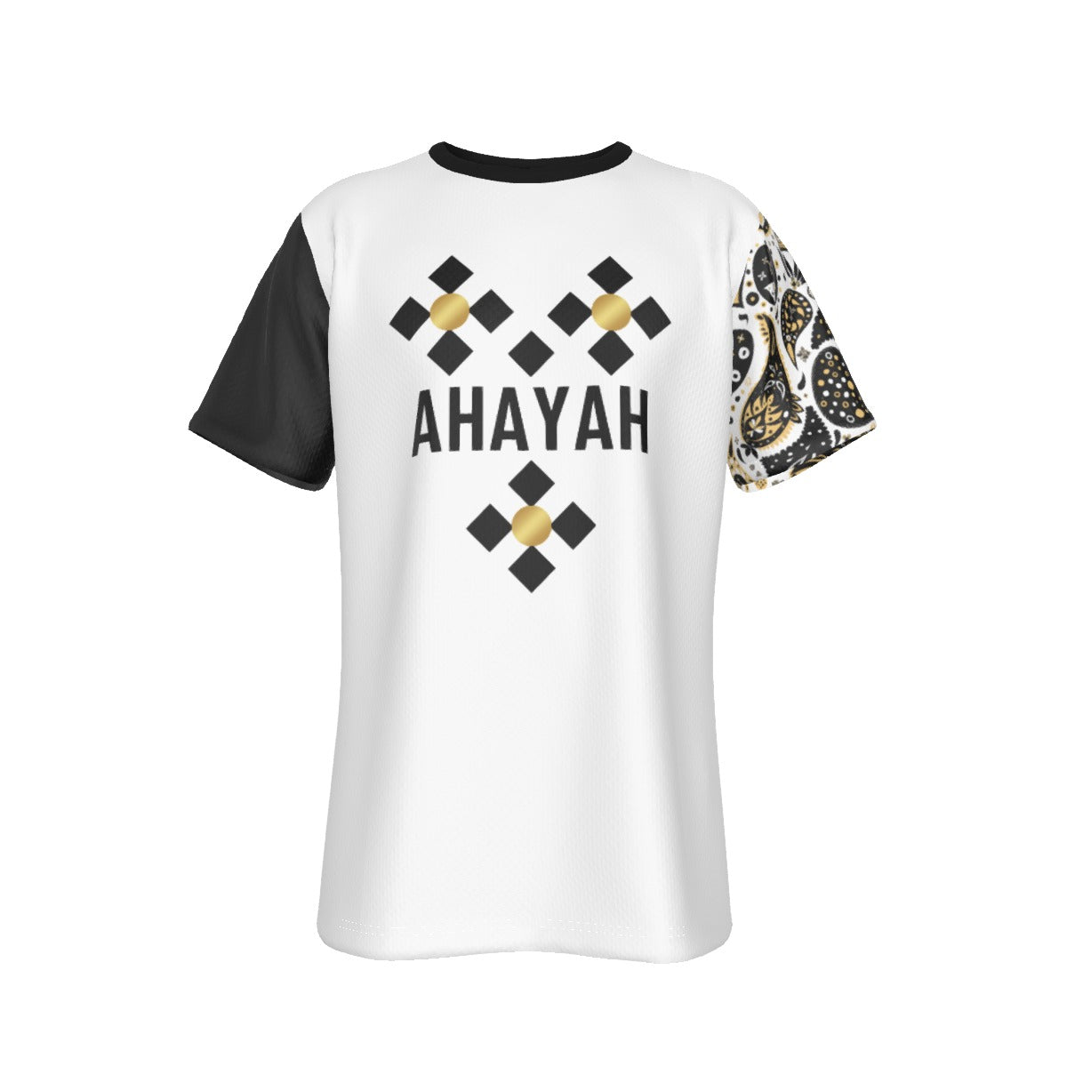 AHAYAH - Before Abraham was, I AM John 8:58 Scripture Paisley Sleeve White Jersey T Shirt