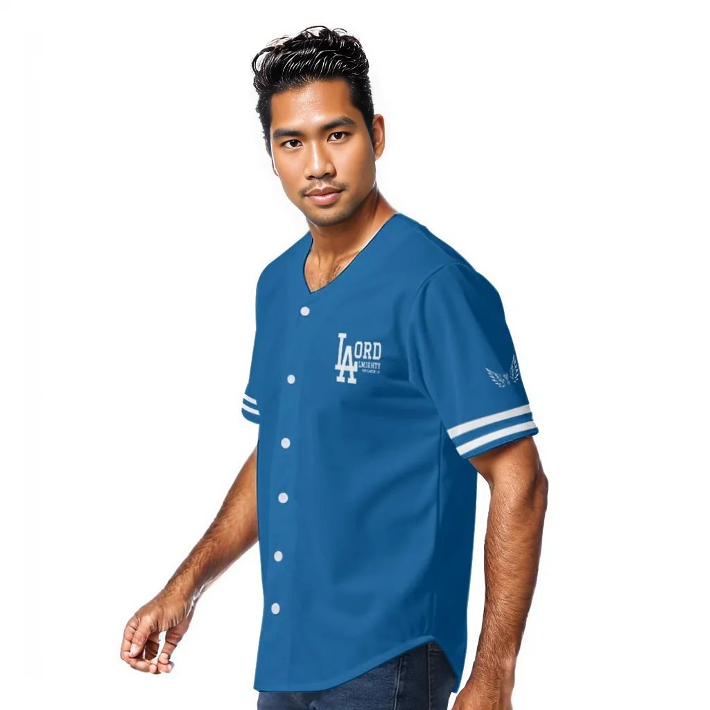 LA LORD ALMIGHTY Revelation 1:8 1 GOD Blue and White Baseball Jersey