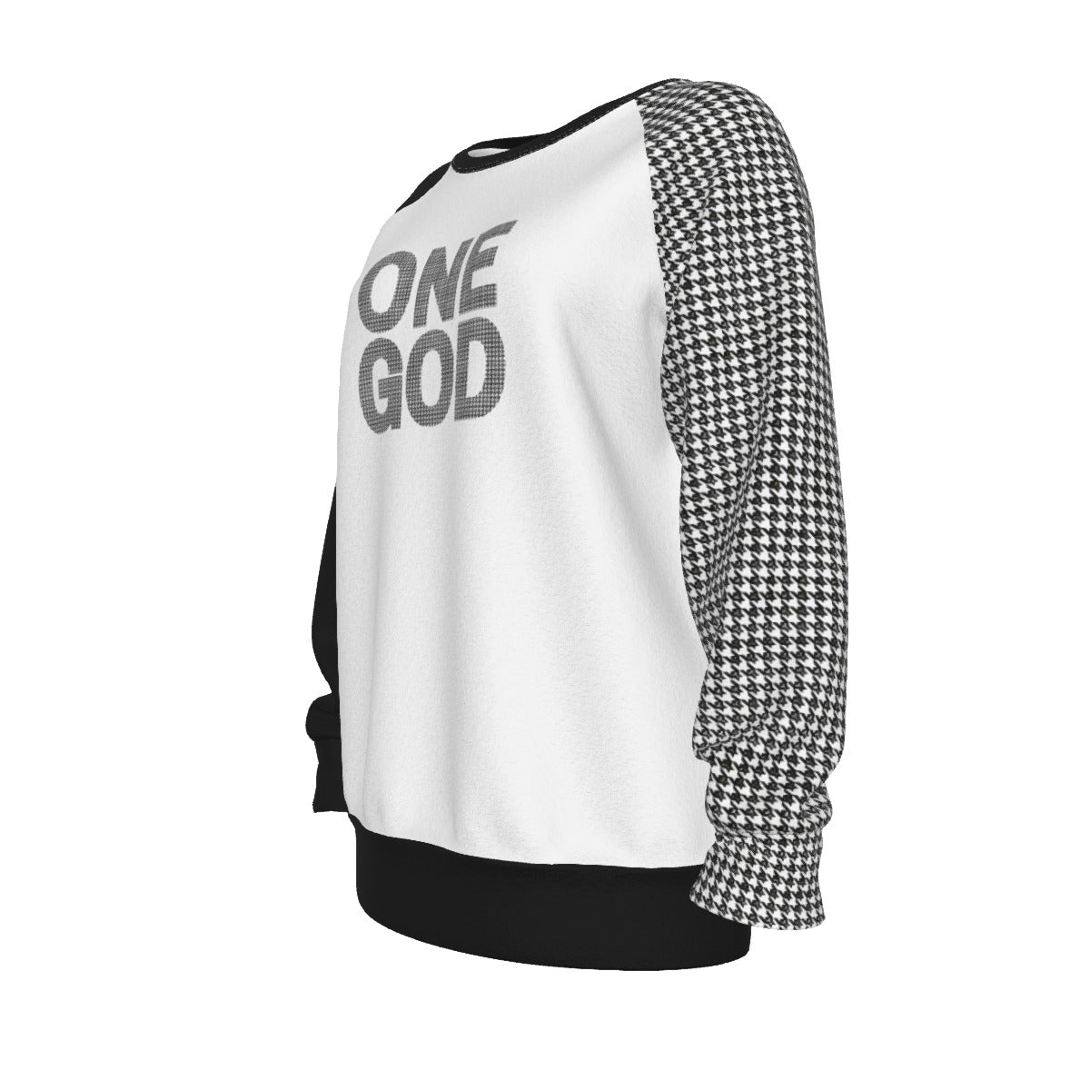 ONE GOD Ephesians 4:6 Houndstooth Long Sleeve Lightweight Sweatshirt