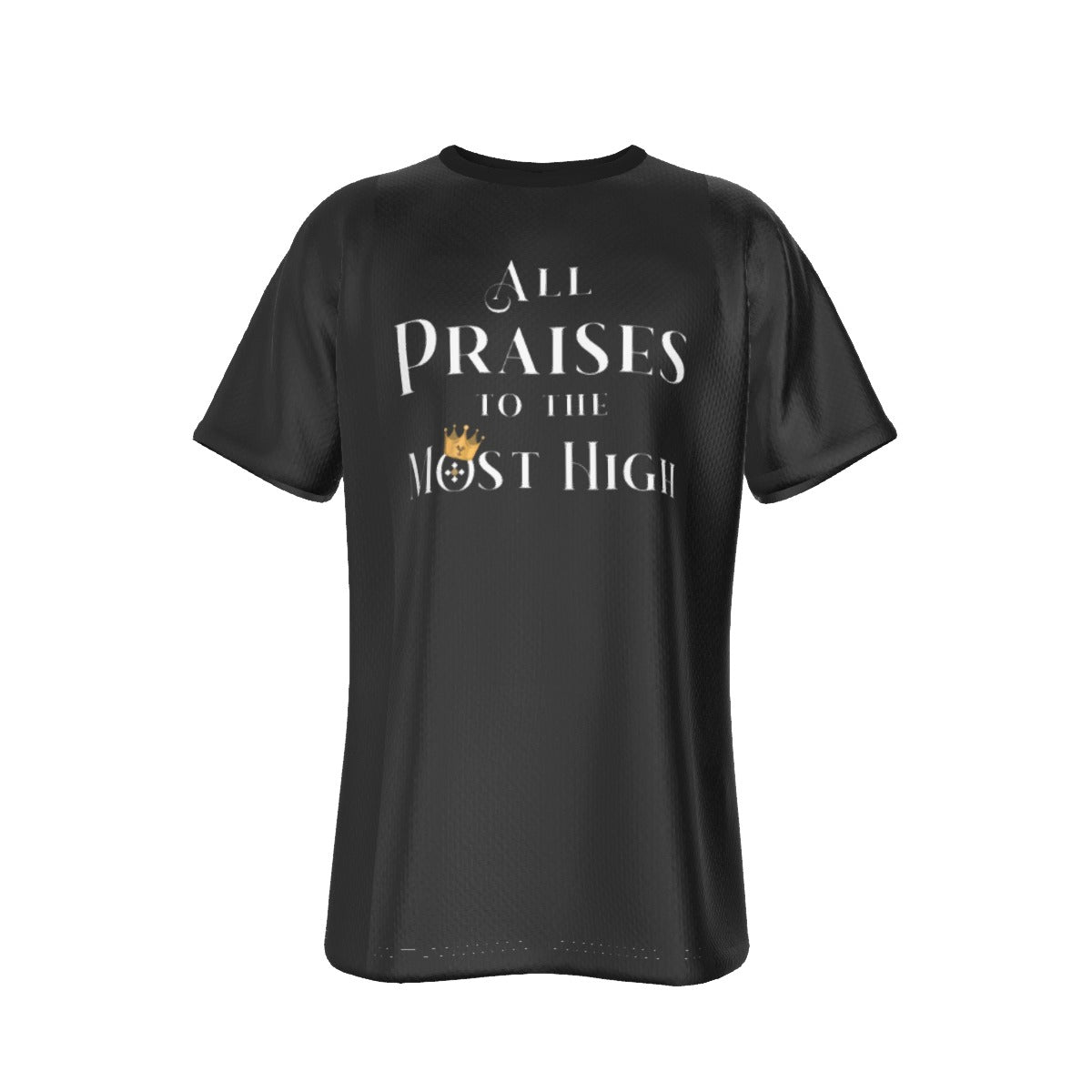 ALL PRAISES TO THE MOST HIGH Psalm 7:17 Scripture Paisley Sleeve Black T Shirt