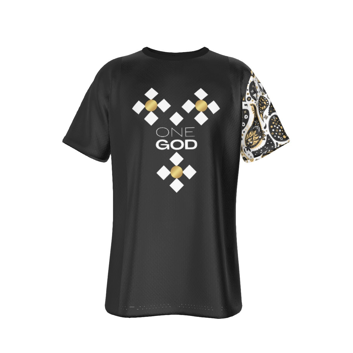 ONE GOD Isaiah 2:5 Scripture Paisley Sleeve Black T Shirt