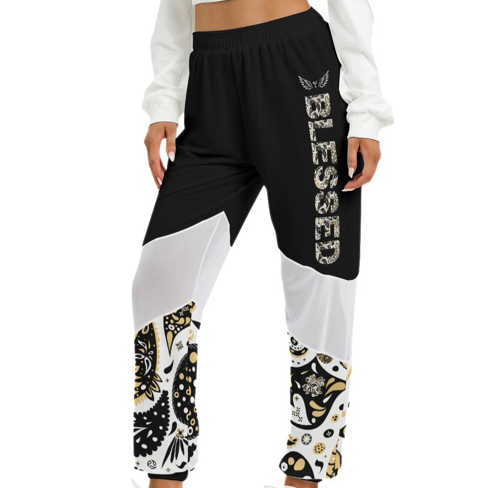 BLESSED Paisley, Black, & White Mesh Pants