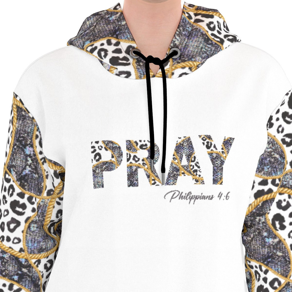 PRAY Philippians 4:6 Leopard Print Cotton Pullover Hoodie Dress