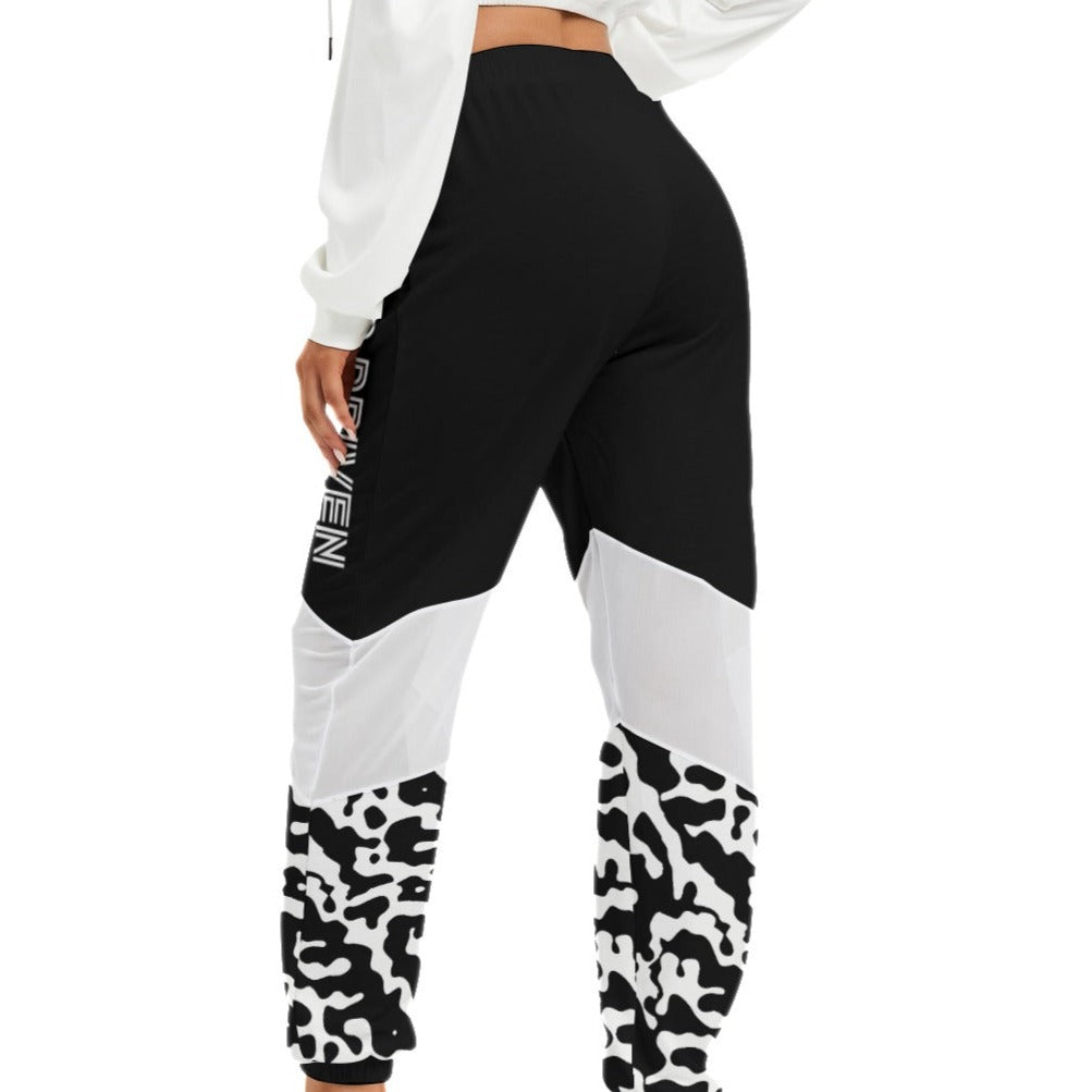 GOD DRIVEN Black and White Camouflage Print Mesh Pants