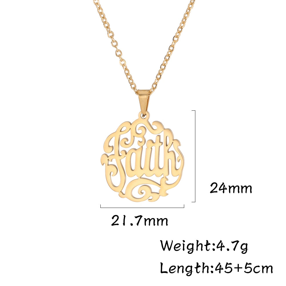 Hope / Faith Hollow Pendant Necklaces