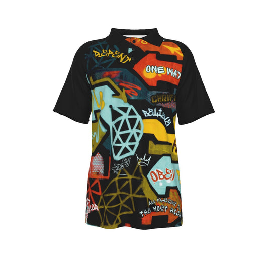 GRAFFITI GOD Short Sleeve Polo Shirt With Button Closure