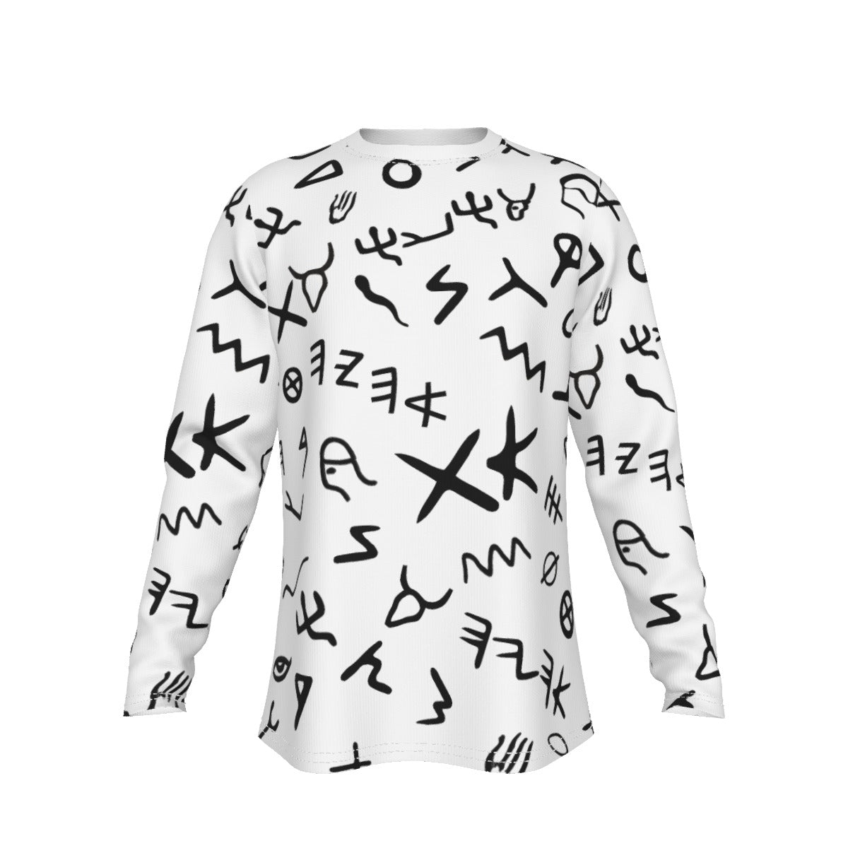 AHAYAH Ancient Paleo Phoenician Pictograph Alphabet Pattern Long Sleeve T-Shirt