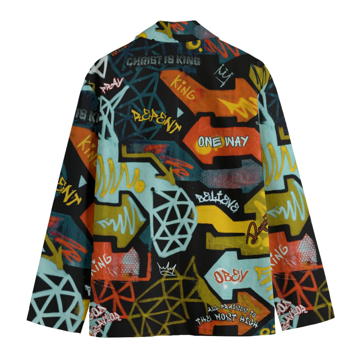 Men's GRAFFITI GOD Casual Flat Lapel Collar Blazer