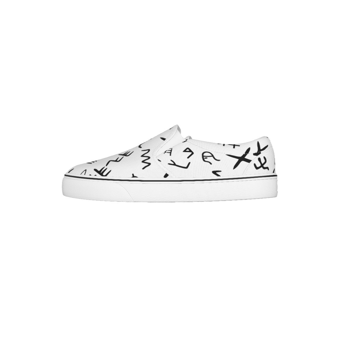 Women's AHAYAH Ancient Paleo Phoenician Pictograph Alphabet Pattern Slip On Sneakers