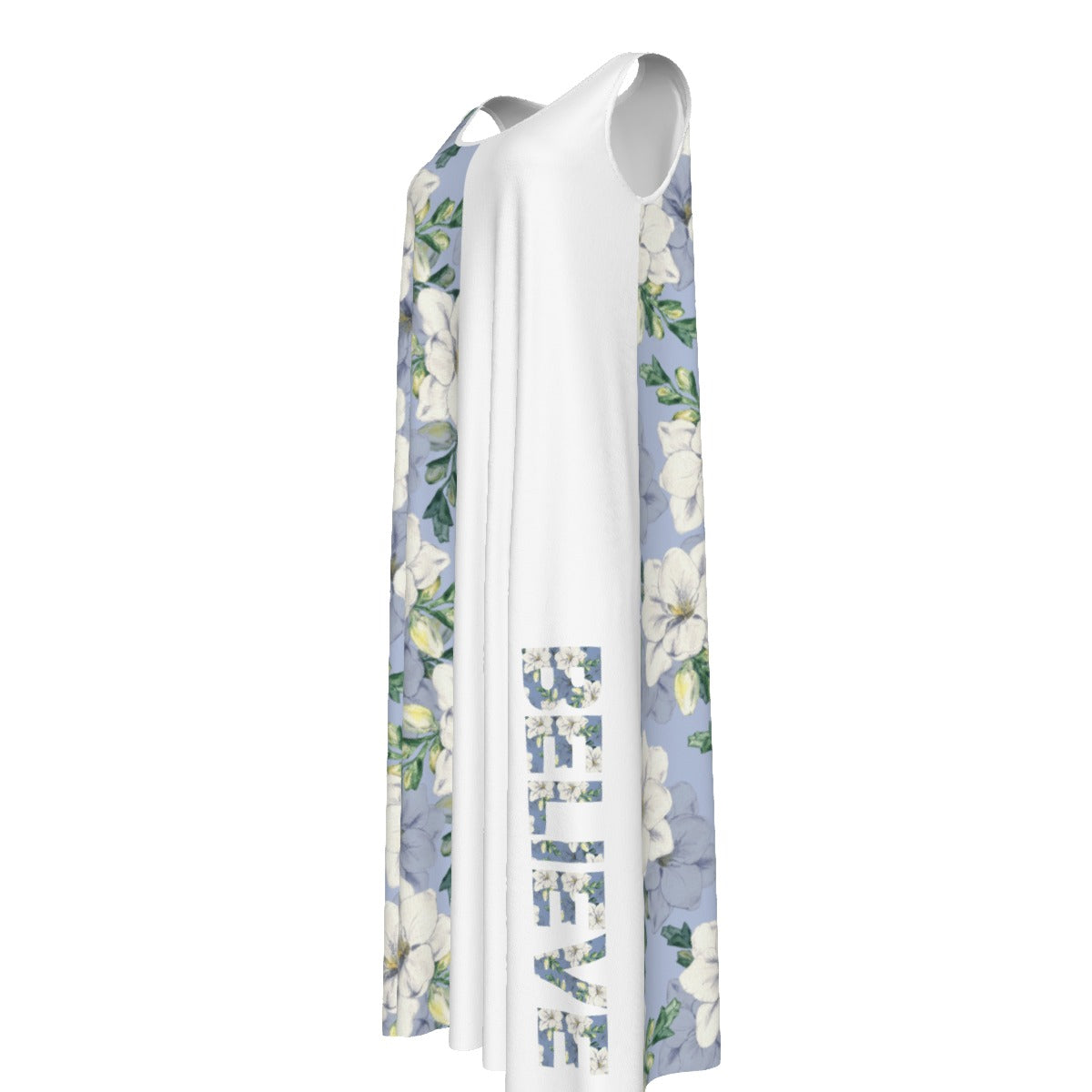 BELIEVE Blue Floral Pattern Dress