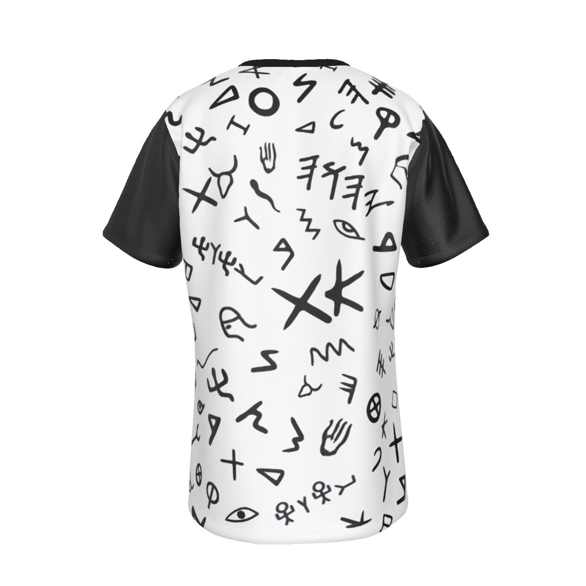 YAHUAH Paleo Phoenician Pictograph Alphabet Black Sleeve / Collar White T Shirt