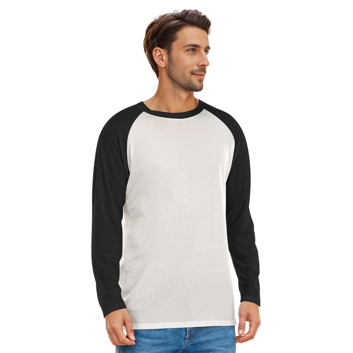 JESUS Long Sleeve Black and White Baseball T Shirt