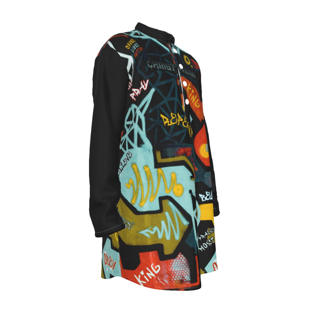 Men's GRAFFITI GOD Stand-up Collar Long Shirt