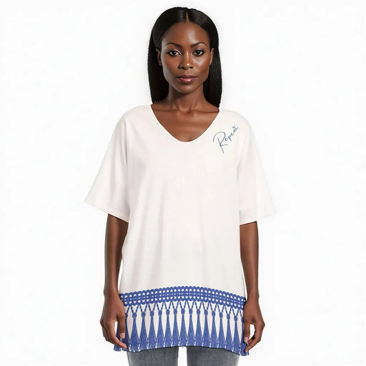 Repent with Fringe Print All-Over Print Women's Bat Sleeves Blouse | 190GSM Cotton