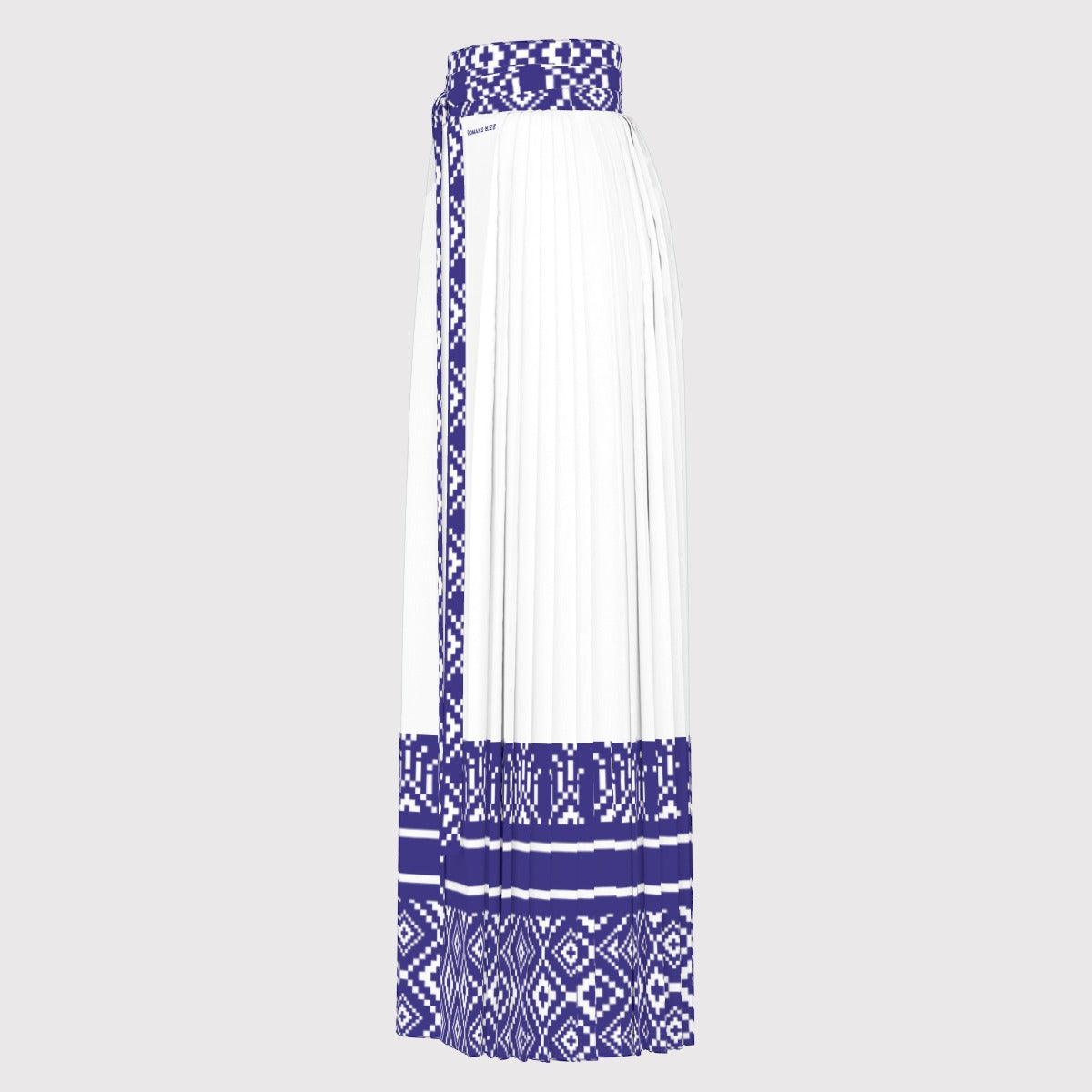 ROMANS 8:28 Scripture Blue and White Ethnic Pattern Long Pleated Skirt