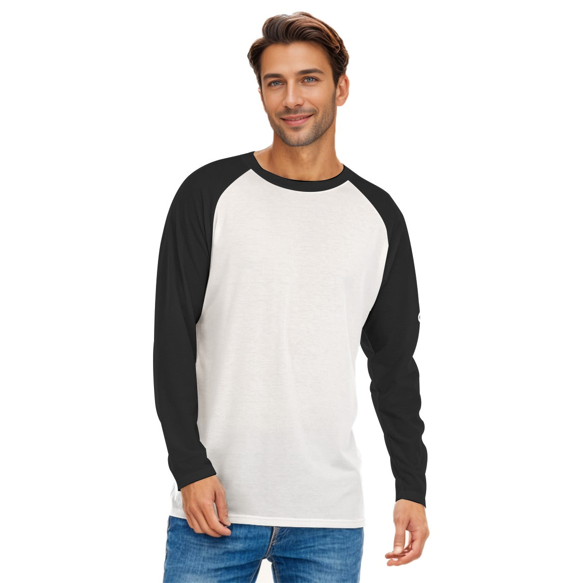 JESUS Long Sleeve Black and White Baseball T Shirt