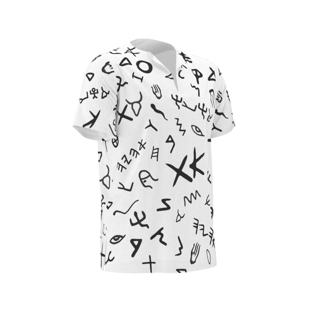 Men's AHAYAH Ancient Paleo Phoenician Pictograph Alphabet Pattern Dashiki Shirt