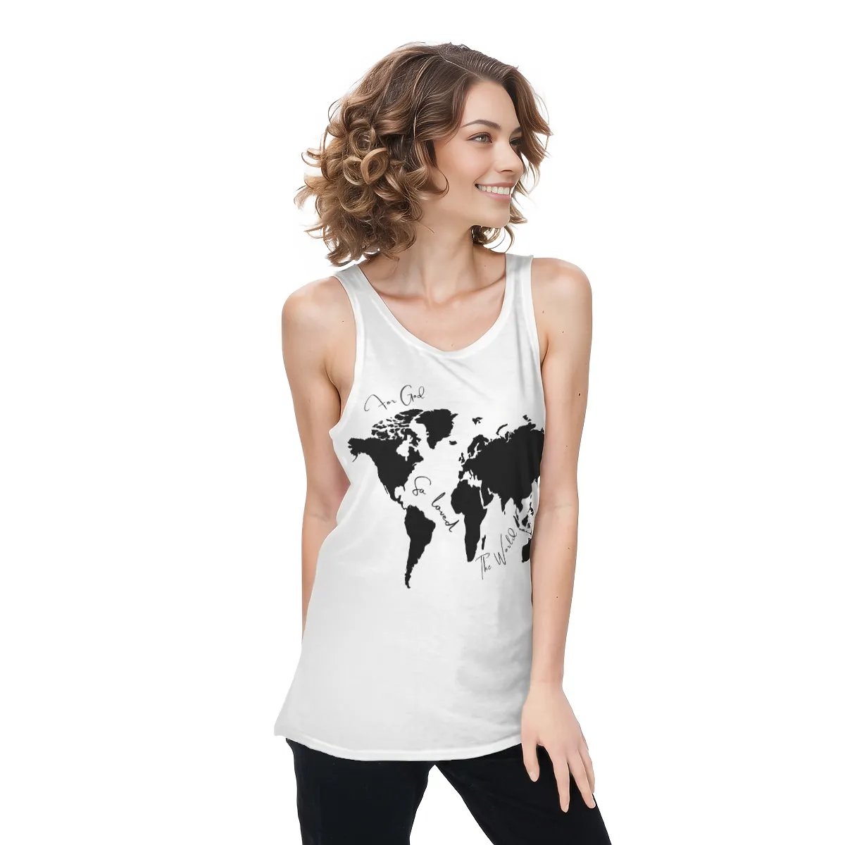 FOR GOD SO LOVED THE WORLD Map Print John 3:16 Tank Top