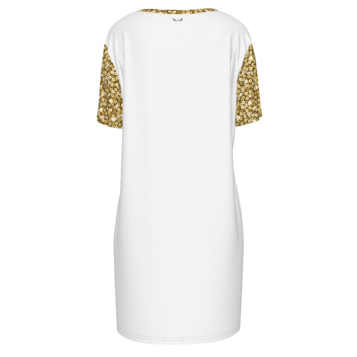 ONE GOD PRAISE HIM Gold Sequin Pattern Short Sleeve Casual Cotton Dress