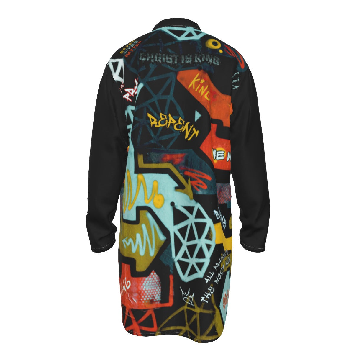 Men's GRAFFITI GOD Stand-up Collar Long Shirt