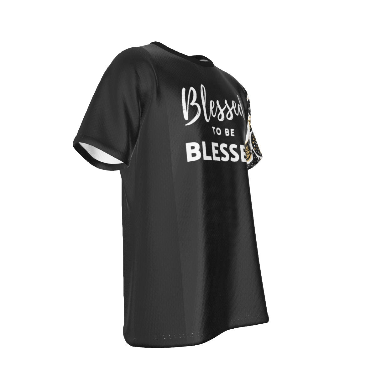 BLESSED TO BE BLESSED Ephesians 1:3 Scripture Paisley Sleeve Black T Shirt