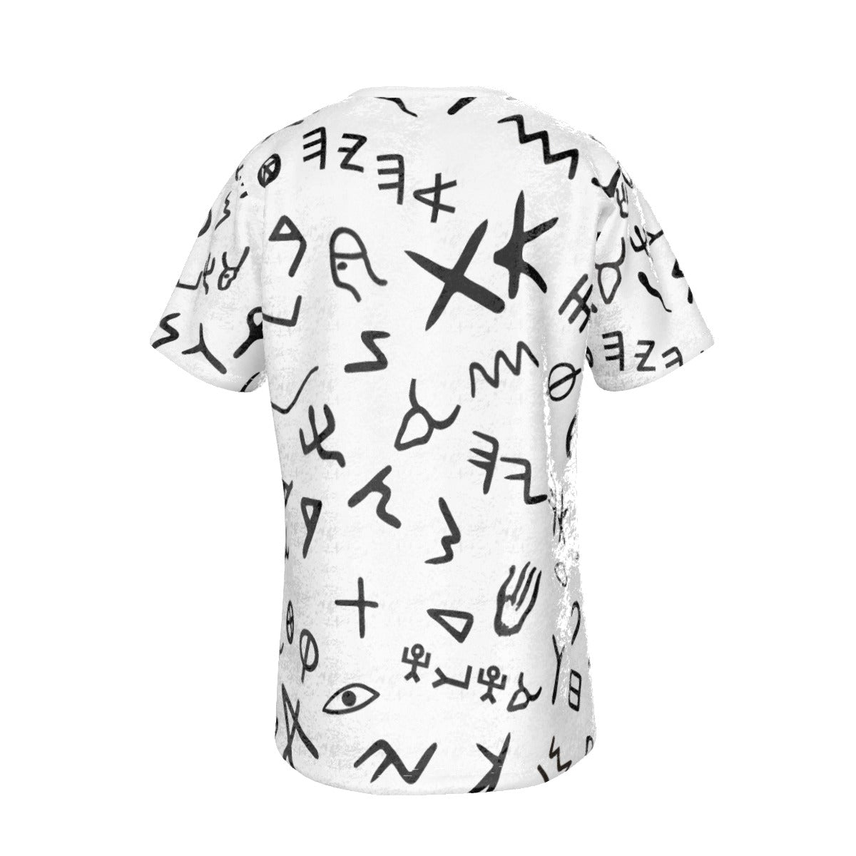 AHAYAH Ancient Paleo Phoenician Pictograph Alphabet Pattern White Velvet T Shirt