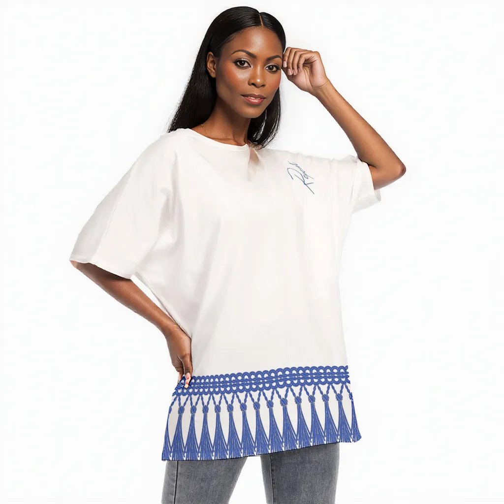Repent with Fringe Print All-Over Print Women's Bat Sleeves Blouse | 190GSM Cotton