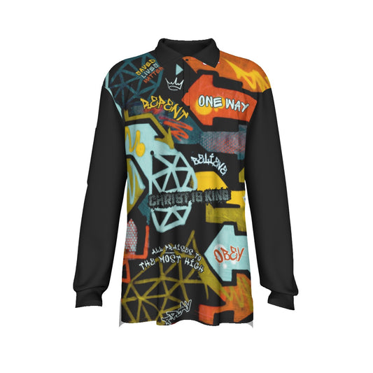 GRAFFITI GOD Long Sleeve Polo Shirt