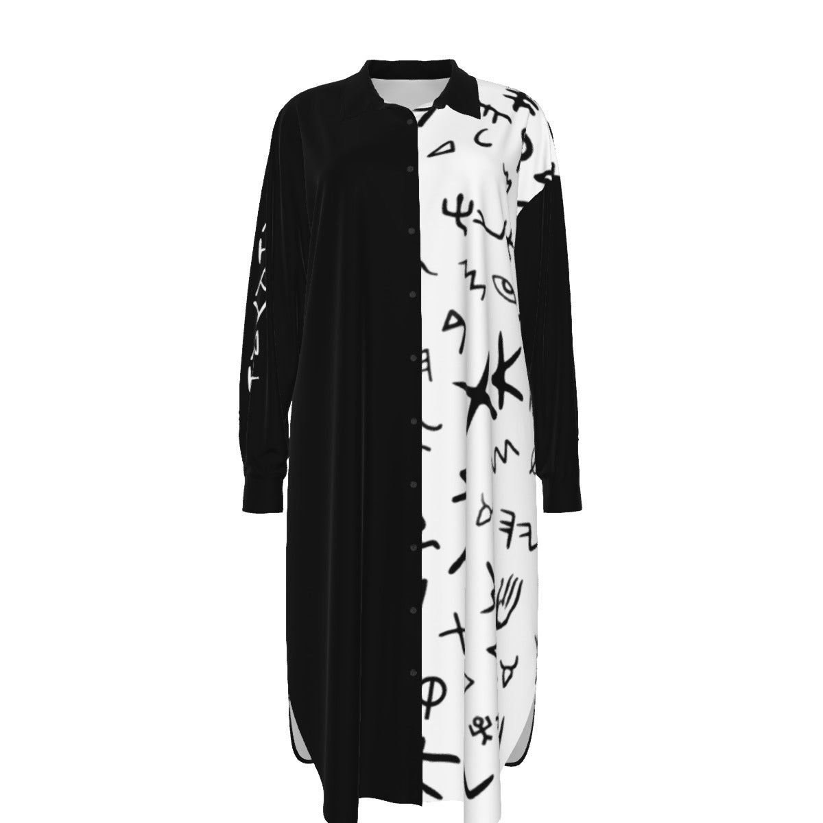 AHAYAH Exodus 3:14 Ancient Paleo Phoenician Pictograph Alphabet Pattern Long Shirt Dress