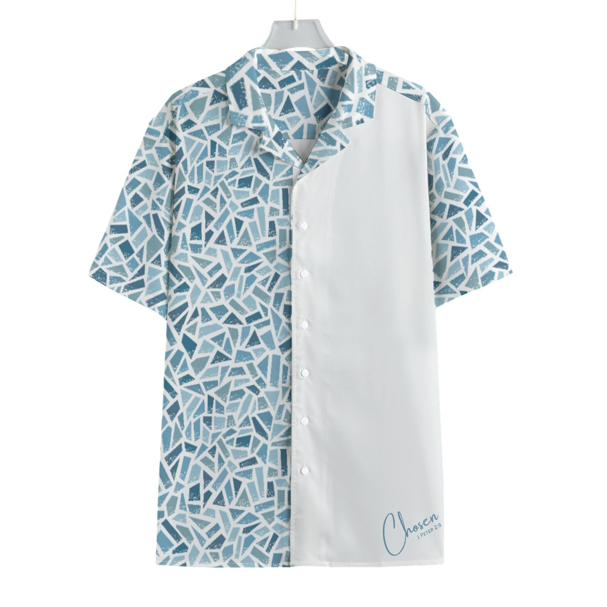 CHOSEN 1 Peter 2:9 Blue Abstract Print Hawaiian Shirt