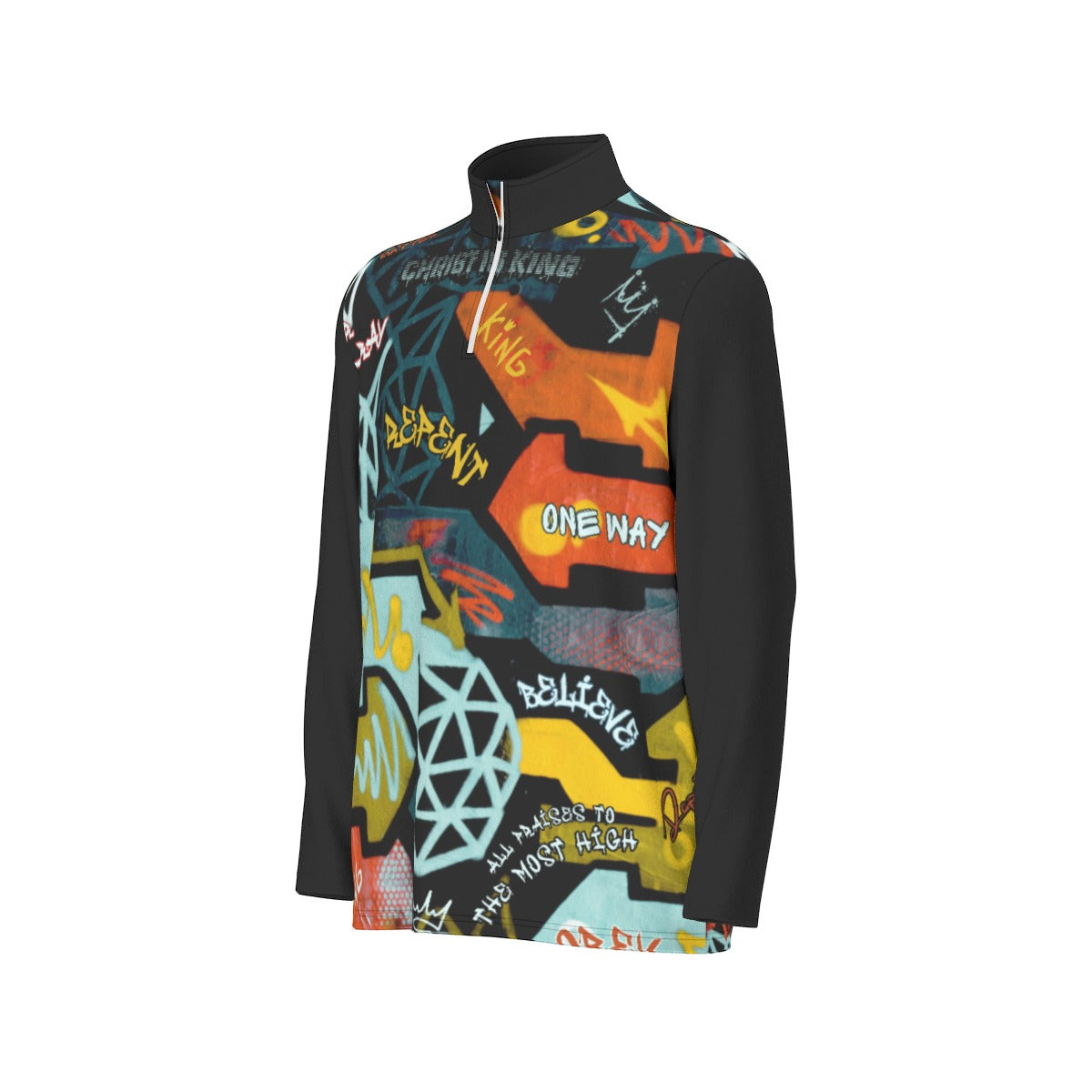 Men's GRAFFITI GOD Sports Collar Long Sleeve Jersey