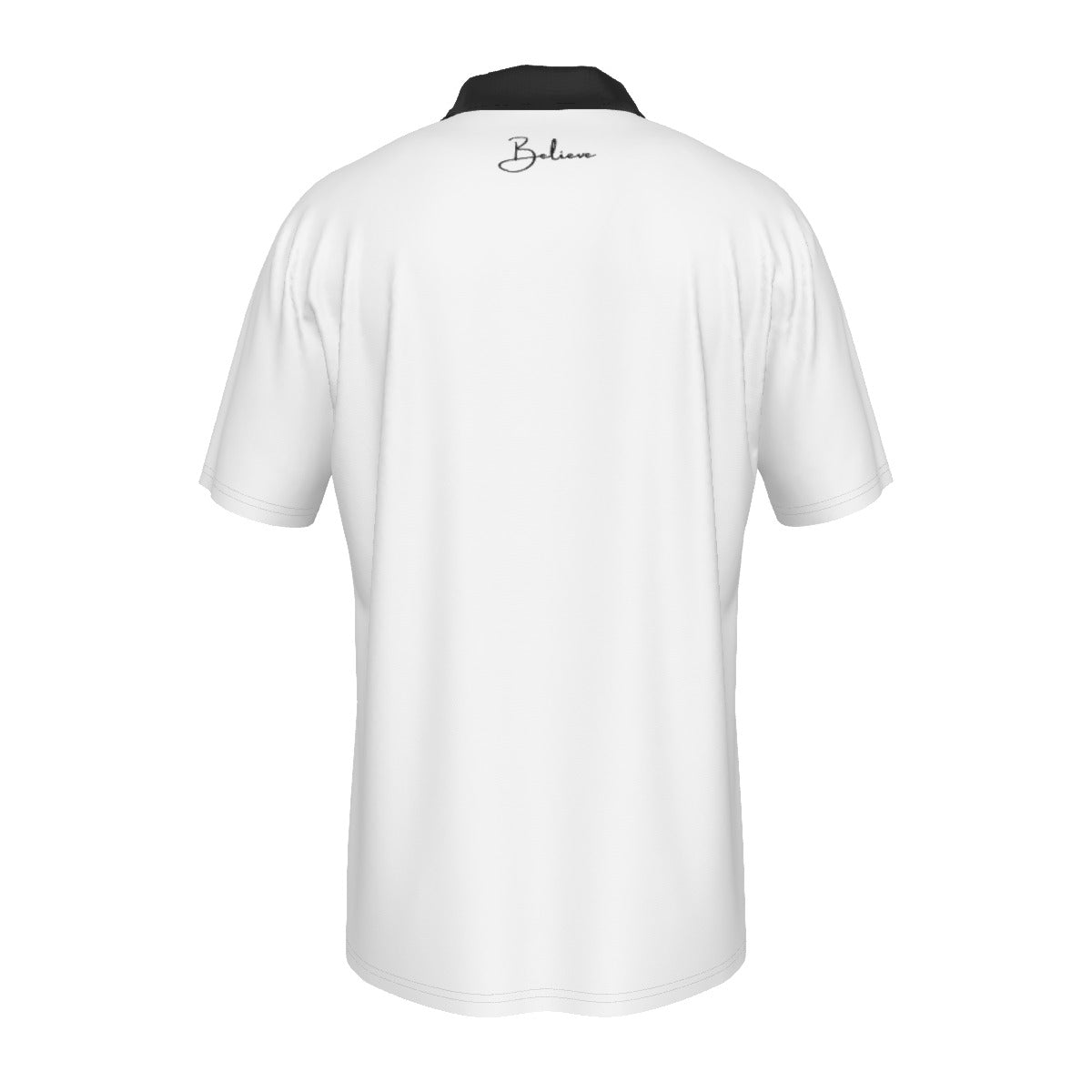 FOR GOD SO LOVED THE WORLD BELIEVE Short Sleeve Zip Collar Polo Shirt