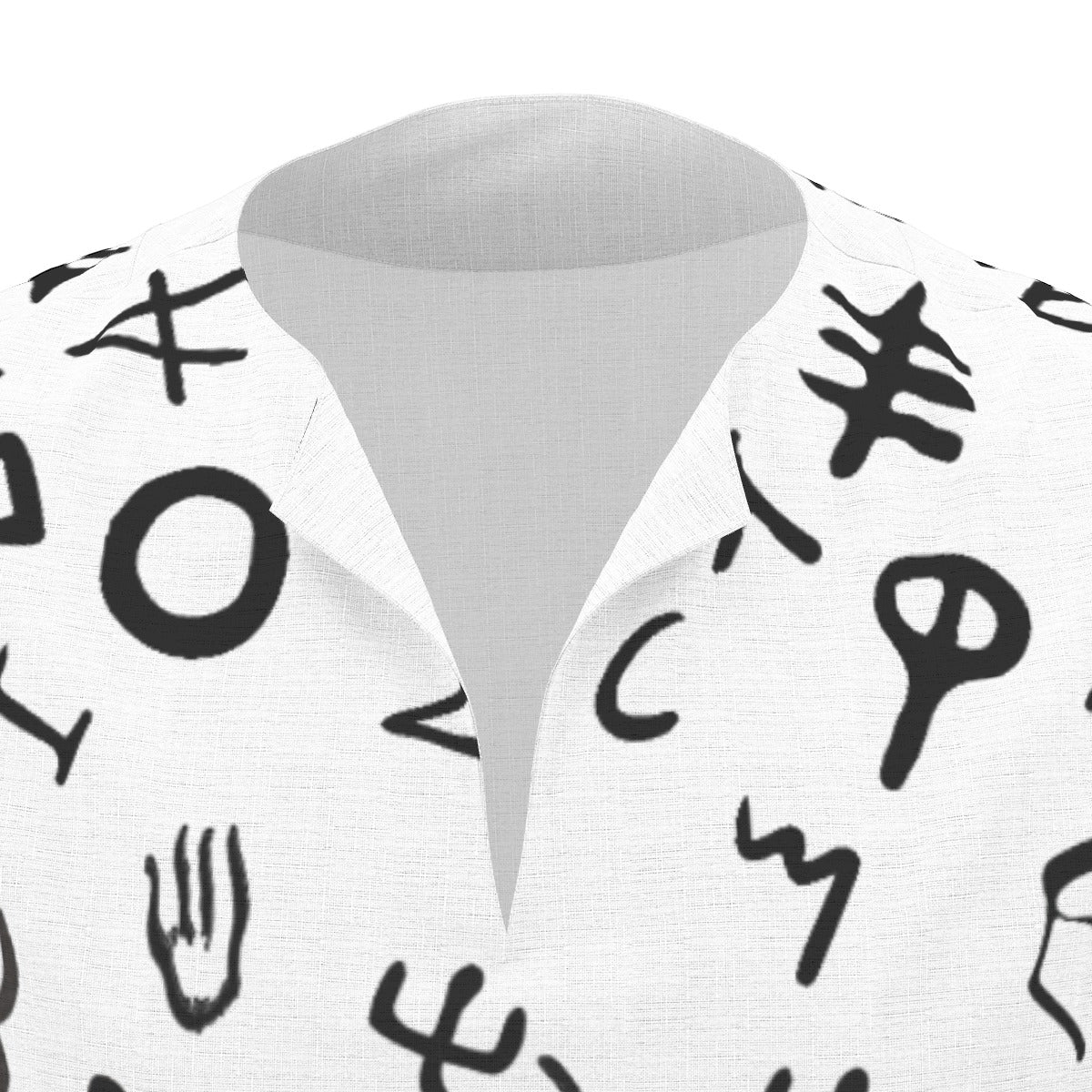 Men's AHAYAH Ancient Paleo Phoenician Pictograph Alphabet Pattern Dashiki Shirt