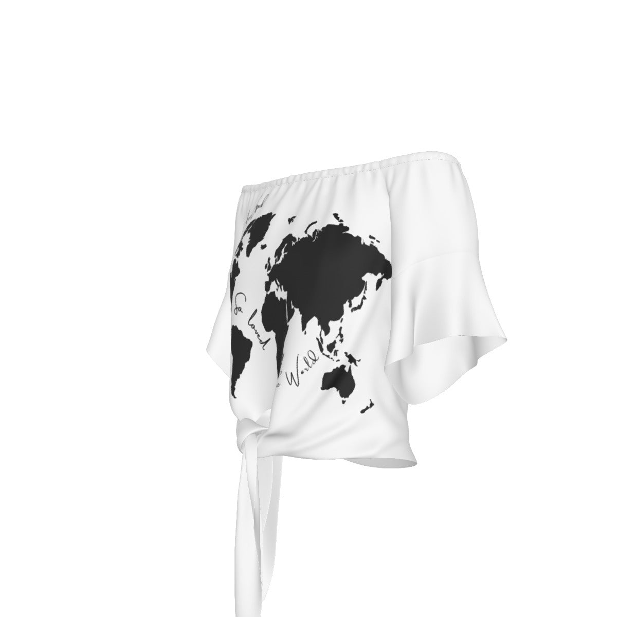 FOR GOD SO LOVED THE WORLD Off Shoulder Tie Short Sleeve Shirt