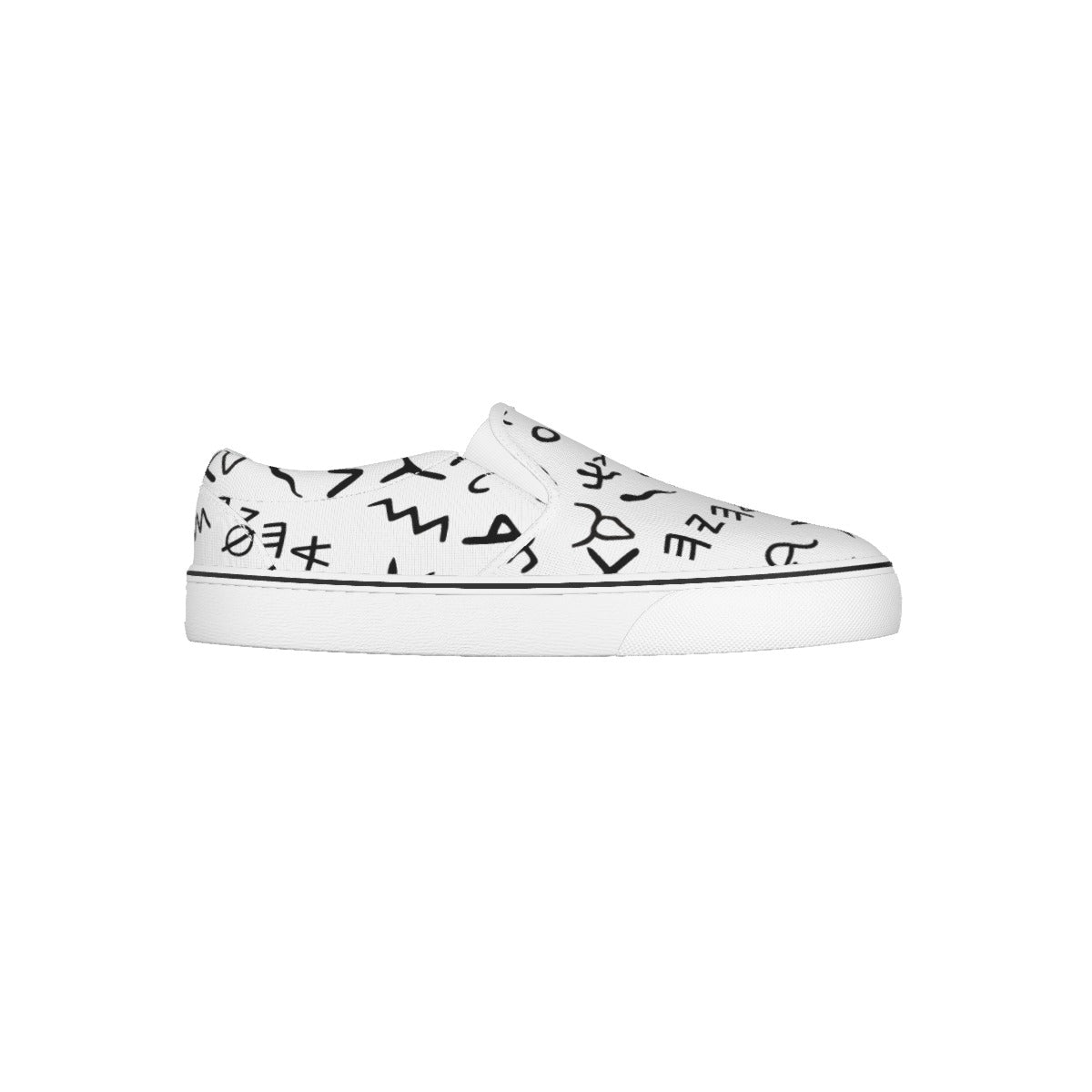 Women's AHAYAH Ancient Paleo Phoenician Pictograph Alphabet Pattern Slip On Sneakers