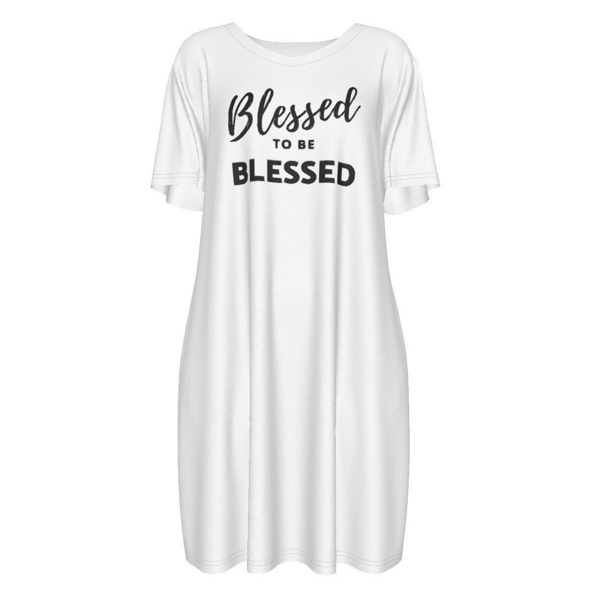 BLESSED TO BE BLESSED Short Sleeve Casual Cotton Dress