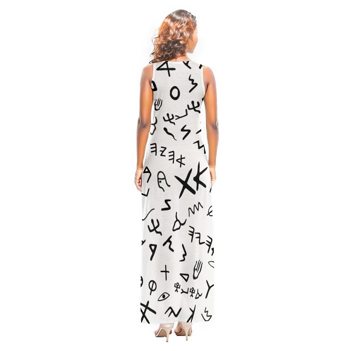 AHAYAH Ancient Paleo Phoenician Pictograph Alphabet Pattern Long Dress